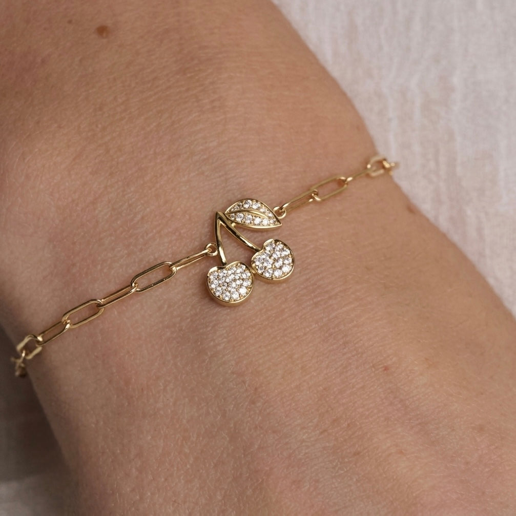 Cherry Sun Links Bracelet in Diamond