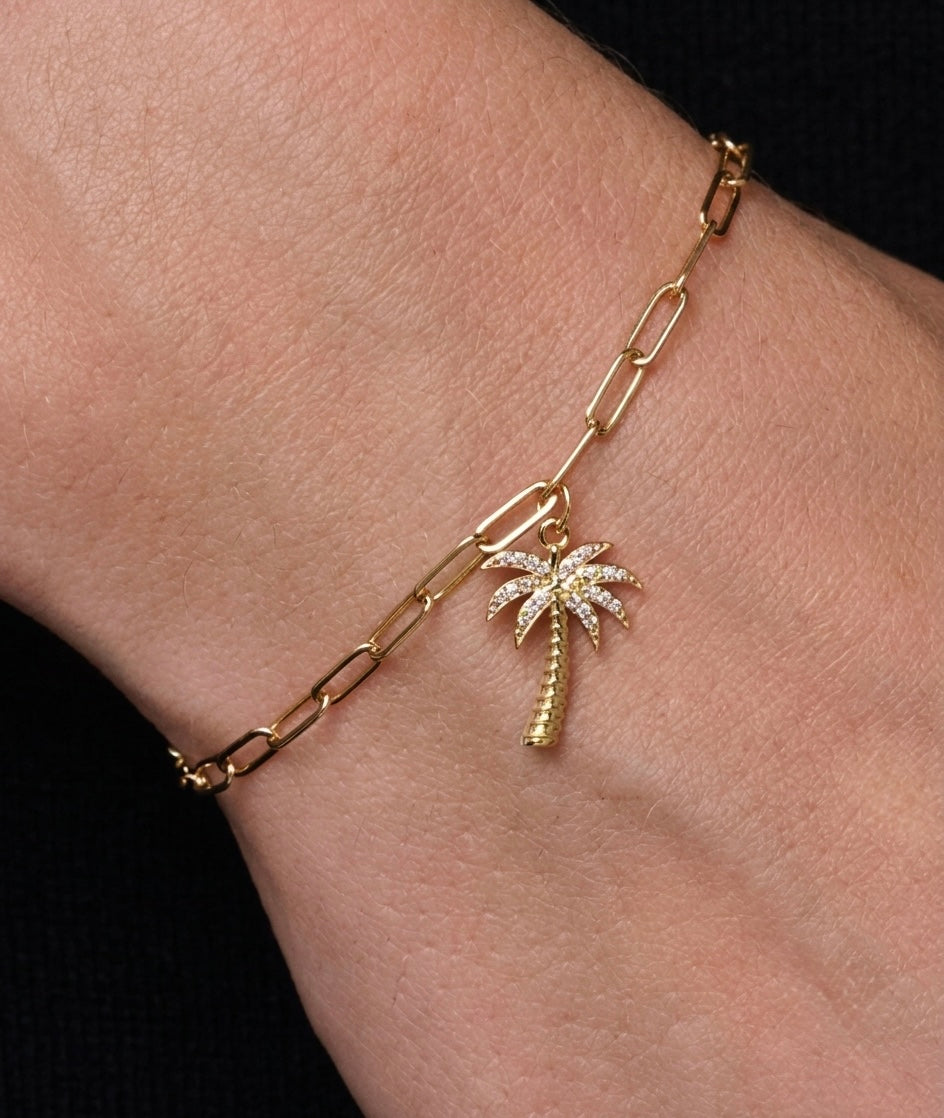 Palm Tree Links Bracelet in Diamond