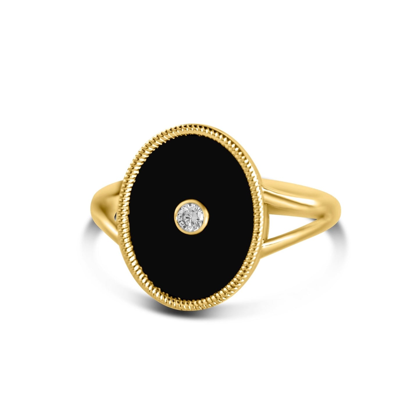 Adria Ring in Diamond and Black Onyx - 18k Gold - Lynor