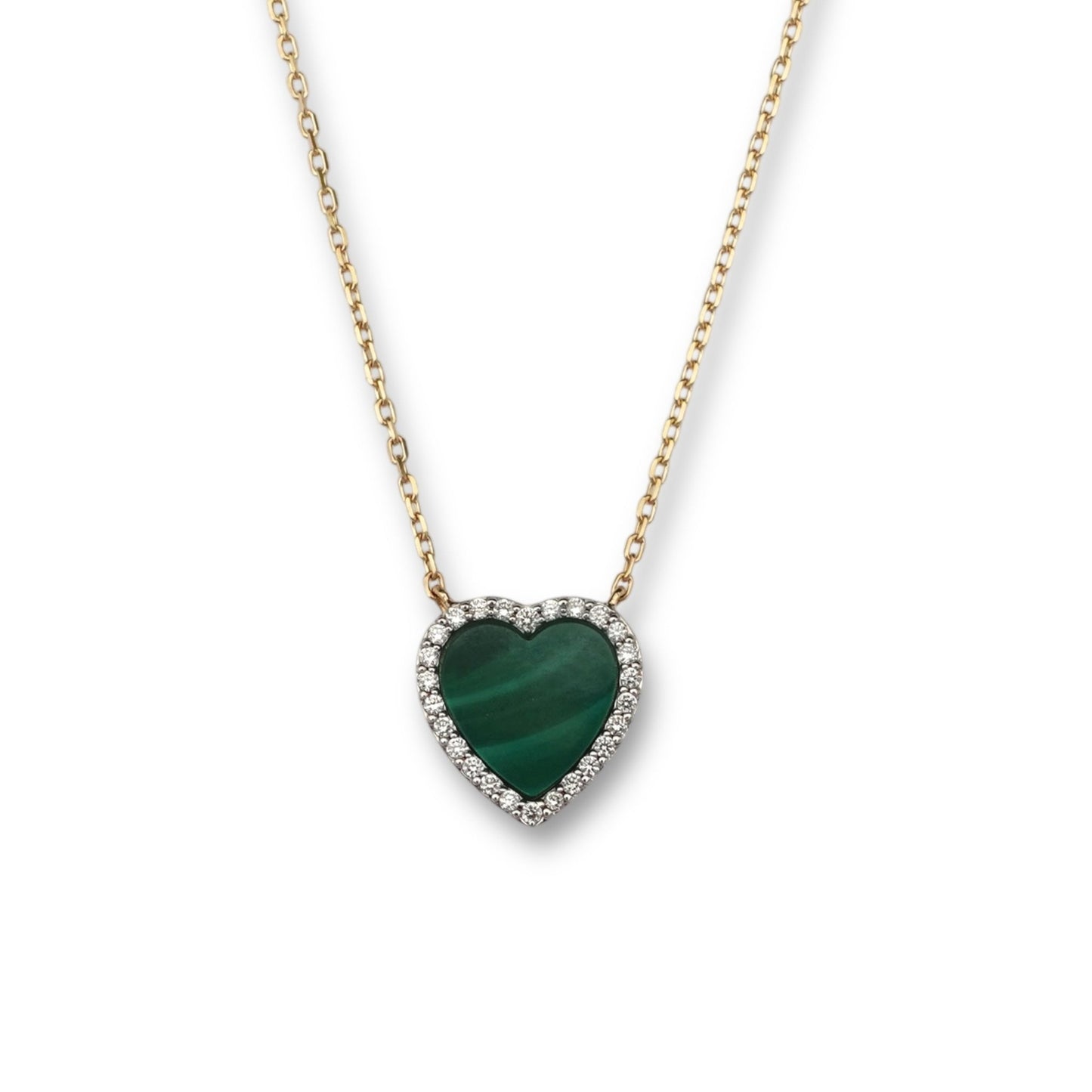 Agathe Heart Necklace in Diamond & Malachite - 18k Gold - Lynor