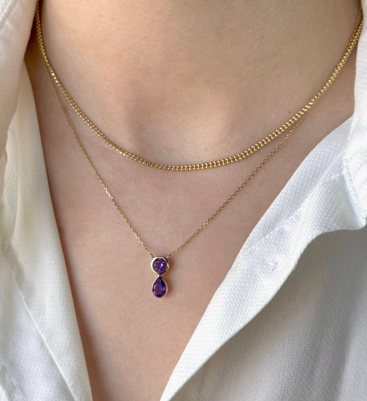 Anthea Necklace in Amethyst - 18k Gold - Lynor
