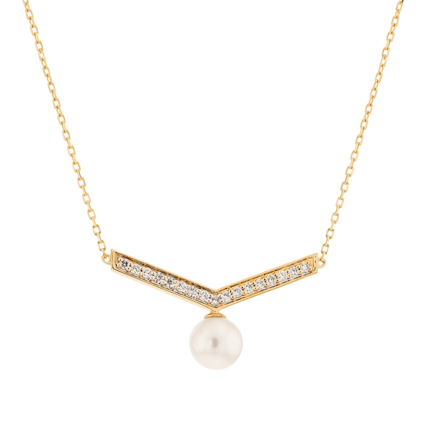 Arlene Necklace in Diamond and Freshwater Pearl - 18k Gold - Lynor