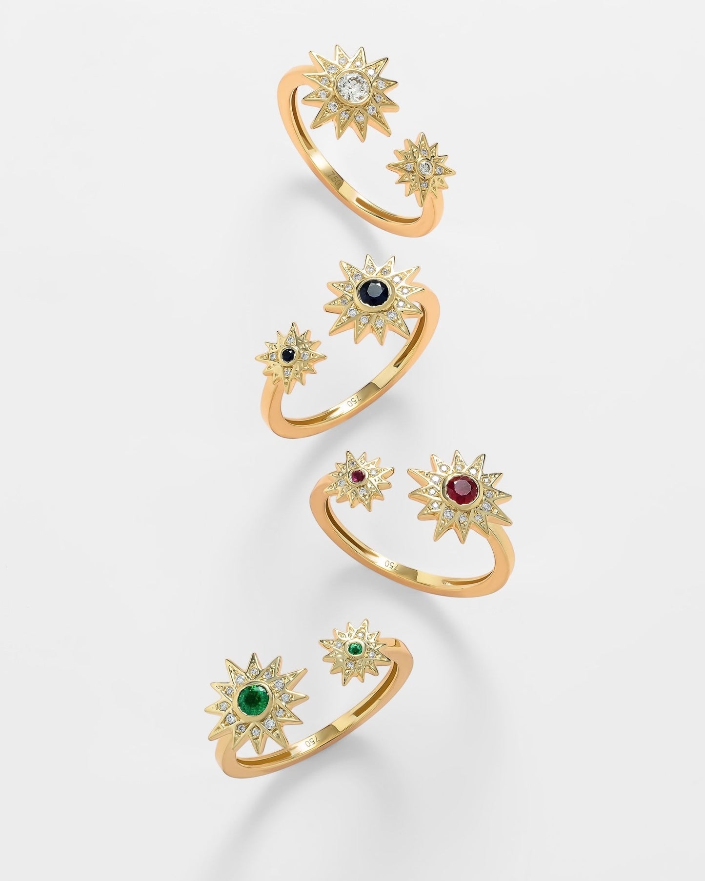 Astra Duo Ring in Diamond and Emerald - 18k Gold - Lynor