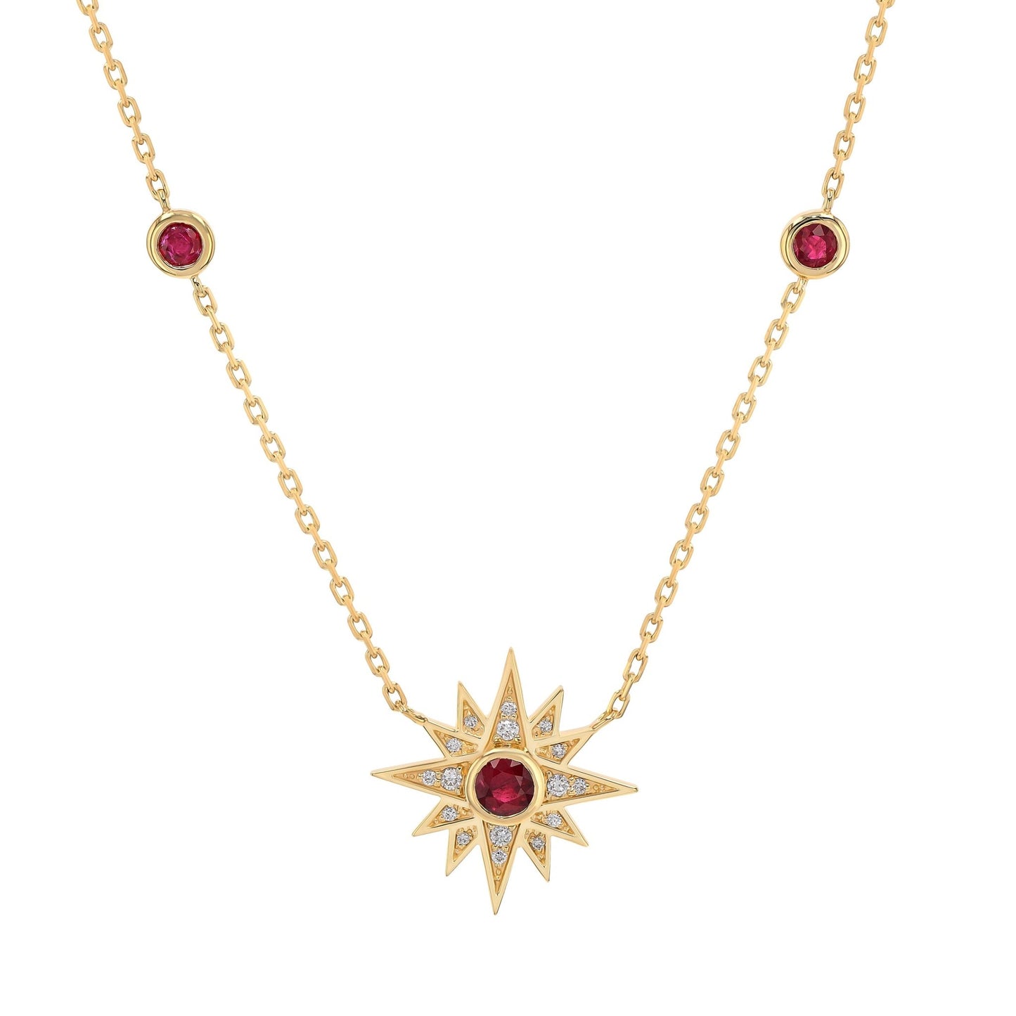 Astra Necklace in Diamond and Ruby - 18k Gold - Lynor
