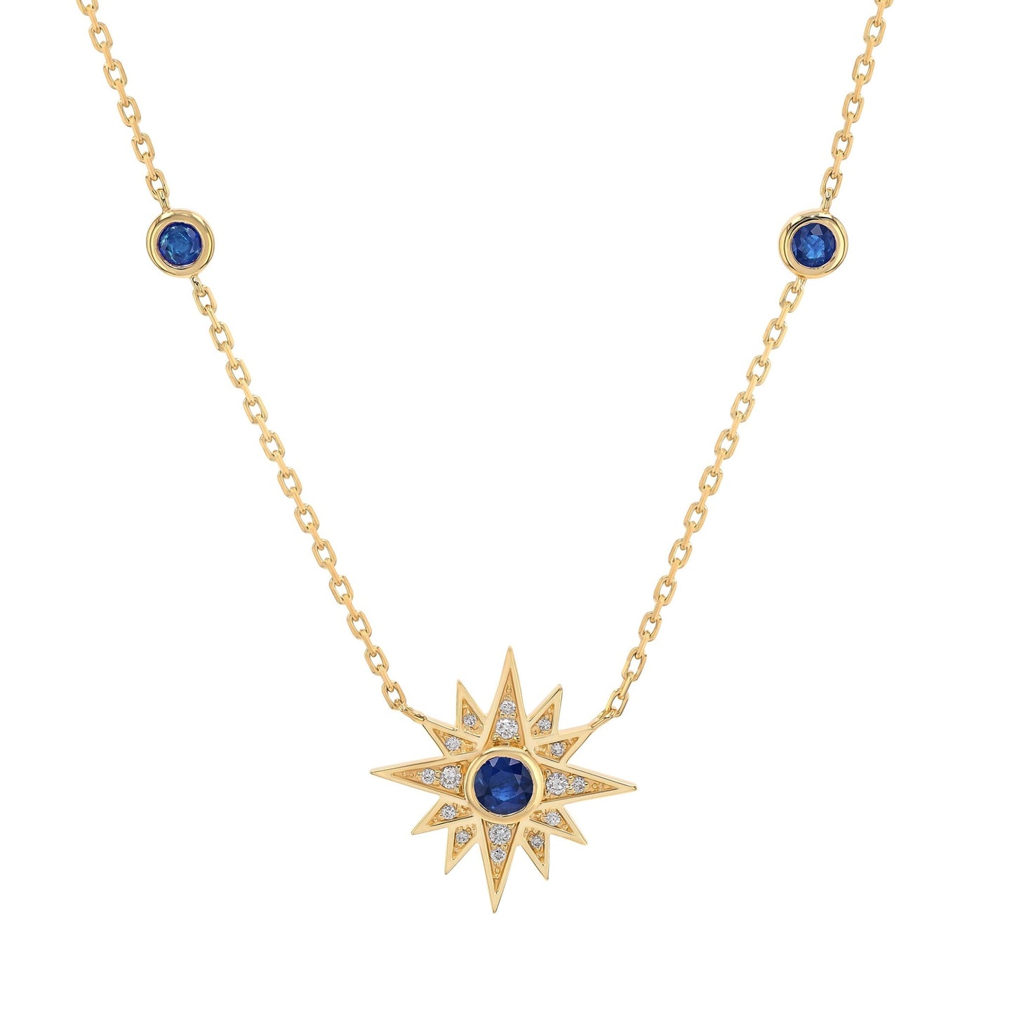 Astra Necklace in Diamond and Sapphire - 18k Gold - Lynor