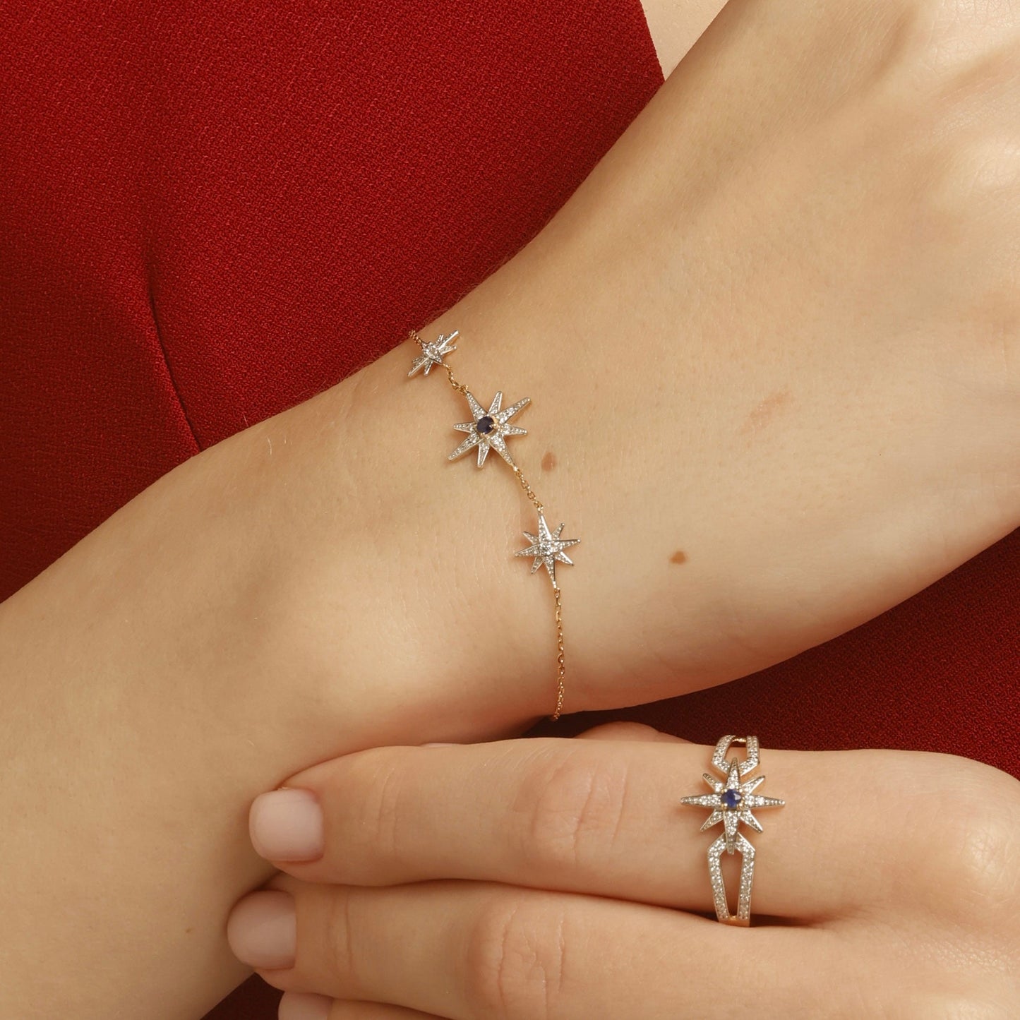 Astra Nova Ring in Diamond and Sapphire - 18k Gold - Lynor