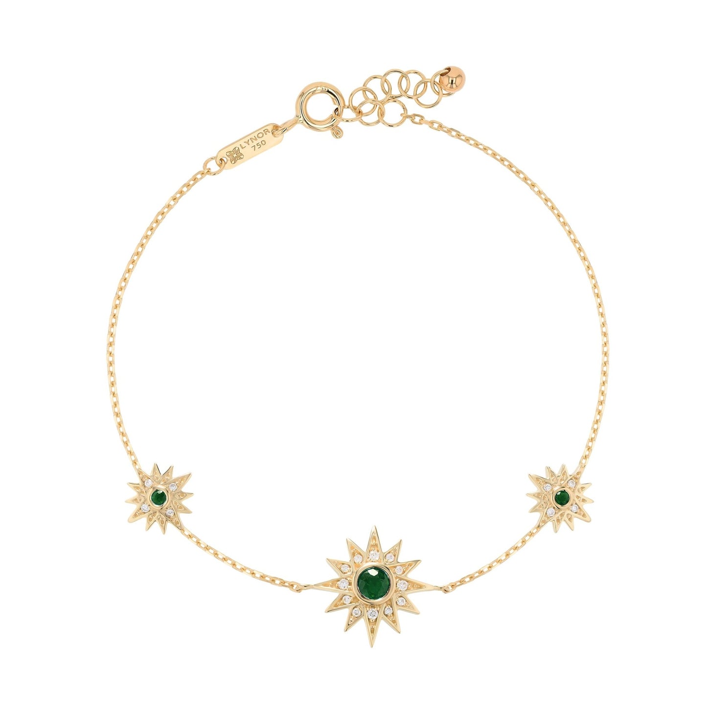 Astra Trio Bracelet in Diamond and Emerald - 18k Gold - Lynor