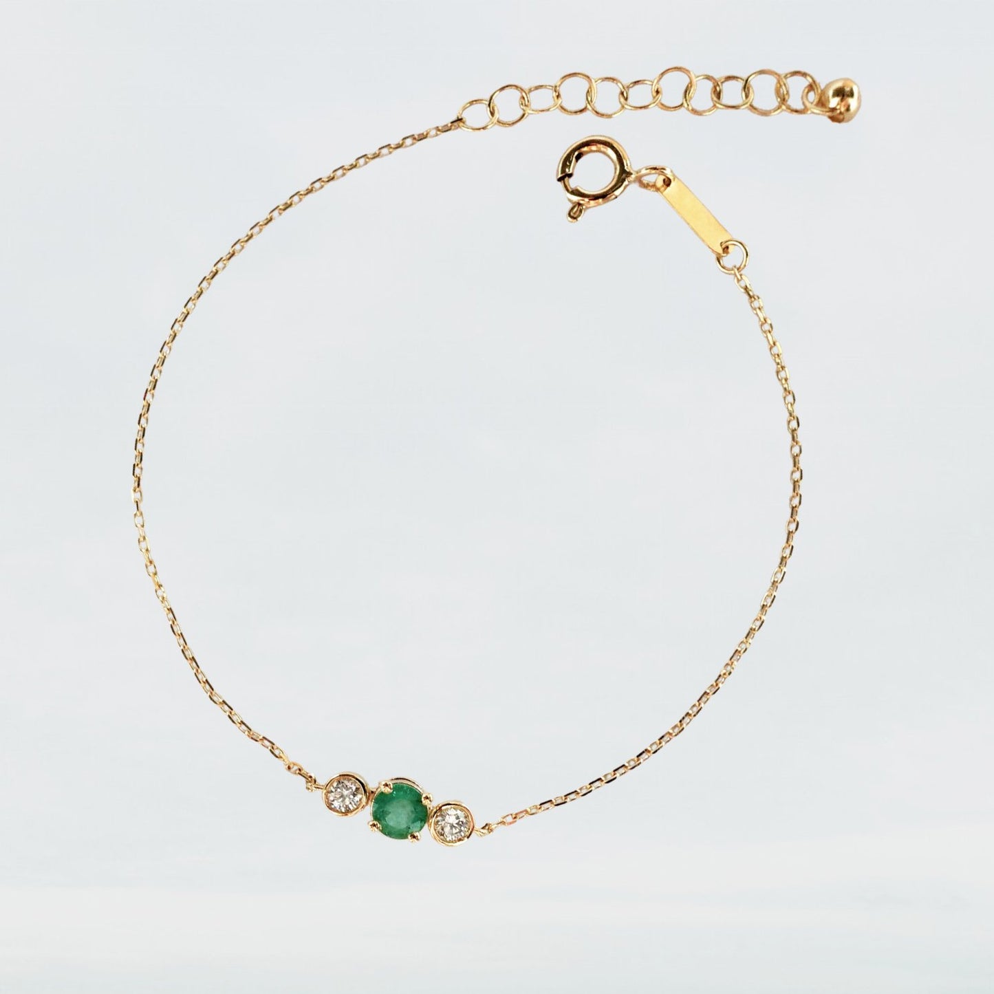 Avril Bracelet in Diamond and Emerald - 18k Gold - Lynor