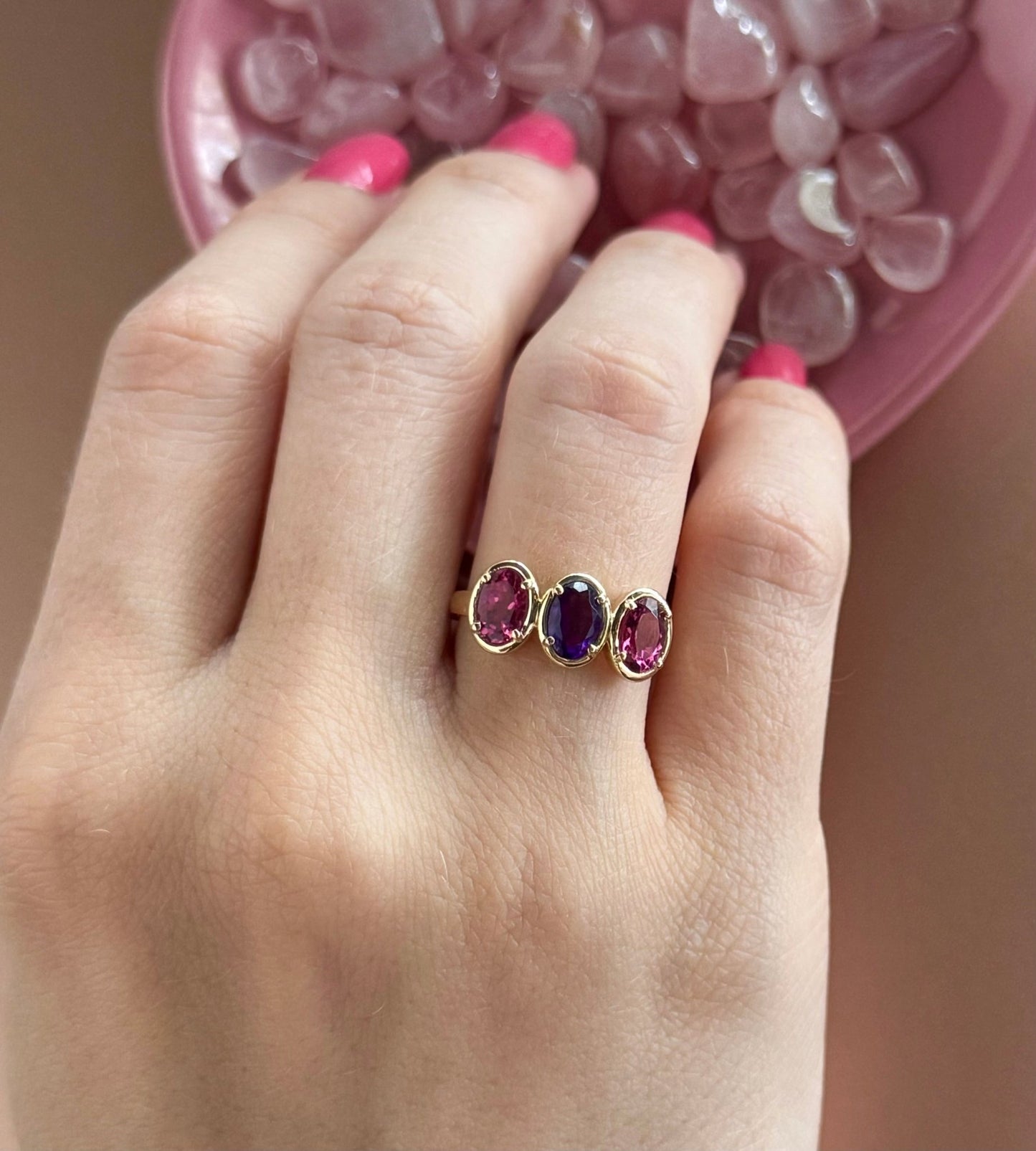 Bailey Ring in Amethyst & Pink Topaz - 18k Gold - Lynor