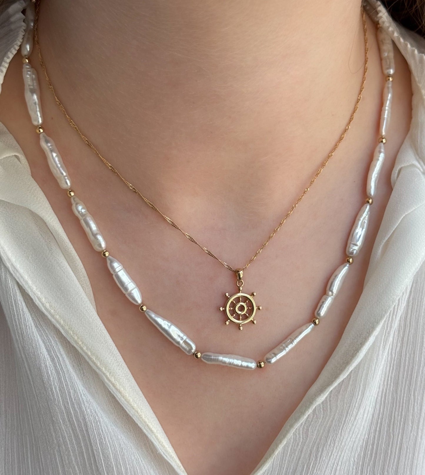 Biwa Pearl Necklace - 18k Gold - Lynor