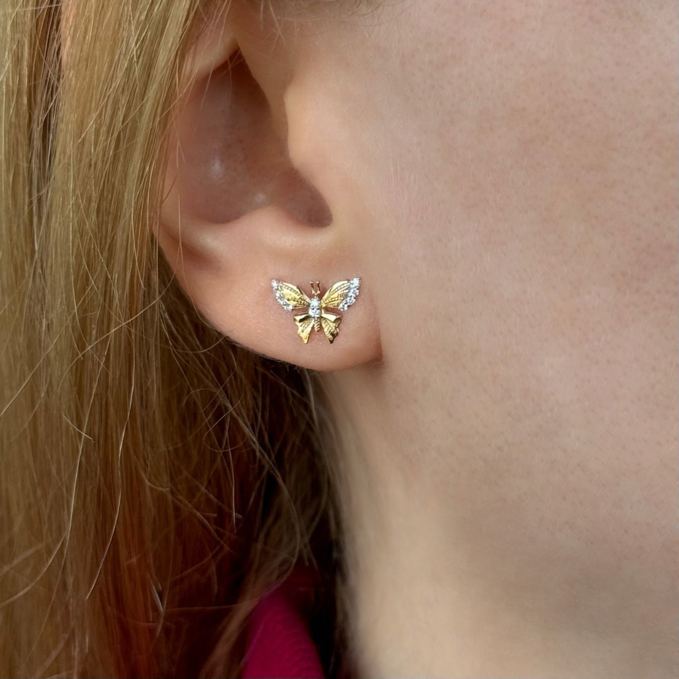 Butterfly Stud Earrings in Diamond - 18k Gold - Lynor