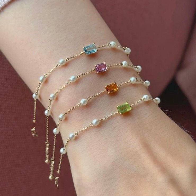 Ciel Bracelet in Diamond and Orange Sapphire - 18k Gold - Lynor
