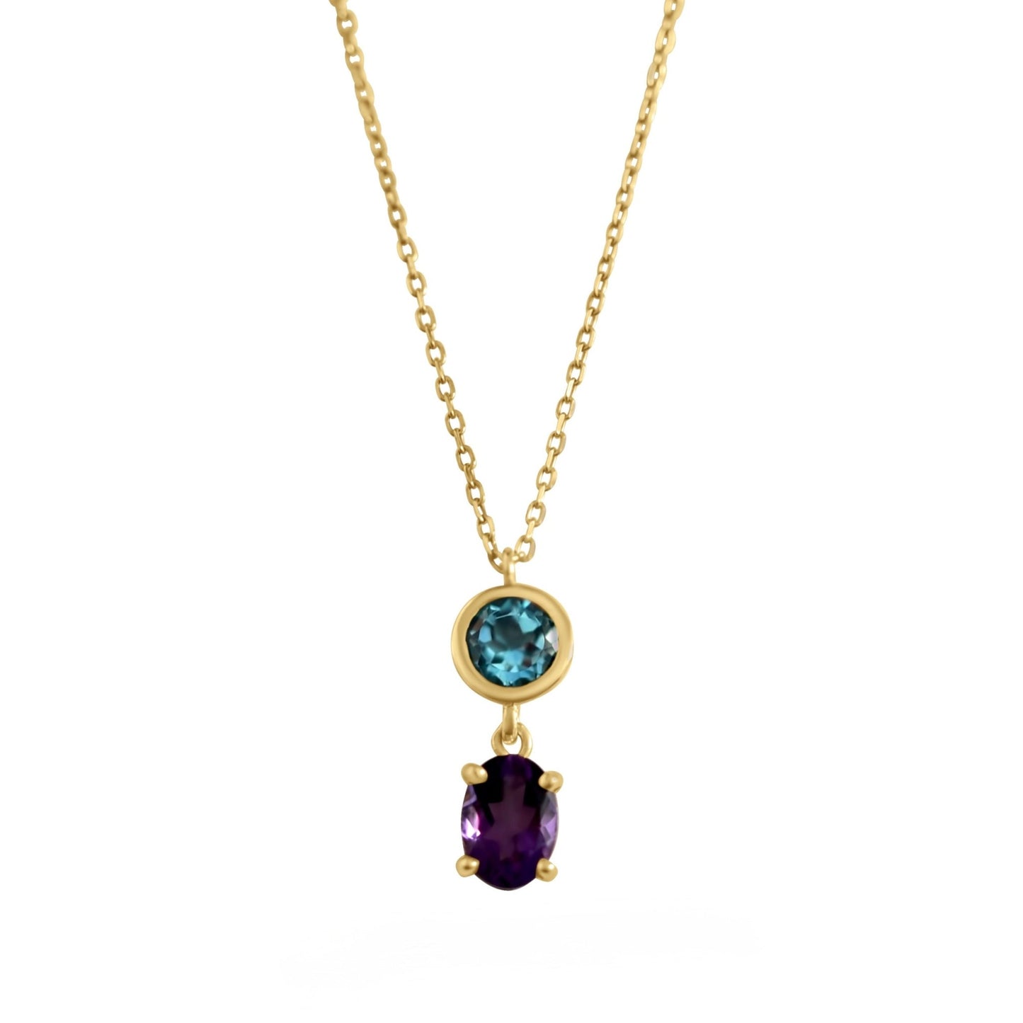 Demi Necklace in Topaz and Amethyst - 18k Gold - Lynor