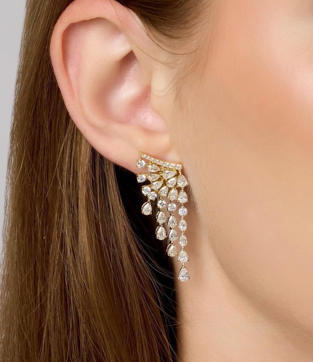 Diamond Cascade Earrings - 18k Gold - Lynor