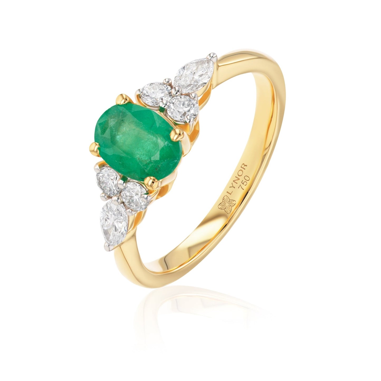 Eloise Ring in Diamond and Emerald - 18k Gold - Lynor