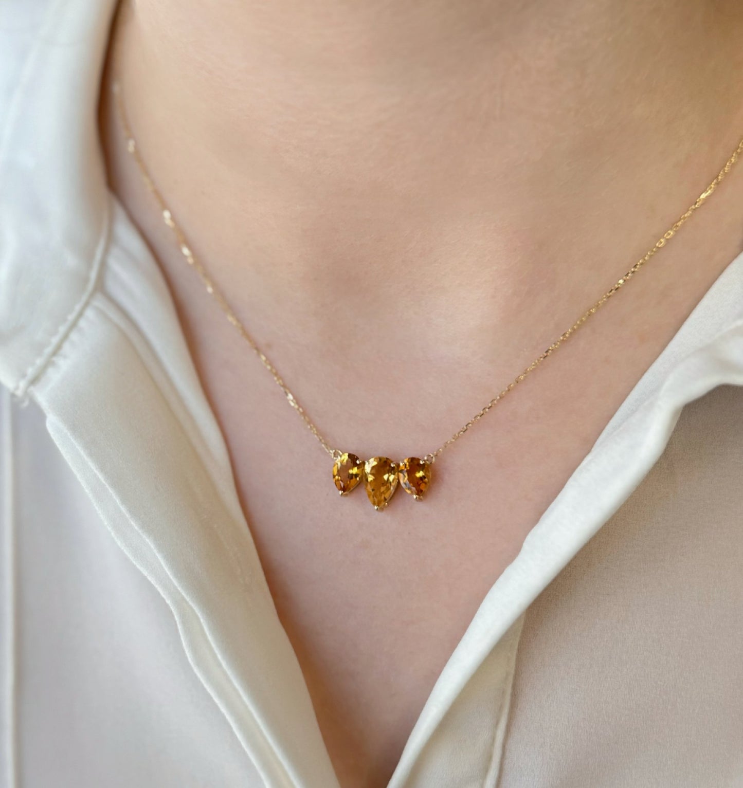 Evie Necklace in Citrine - 18k Gold - Lynor