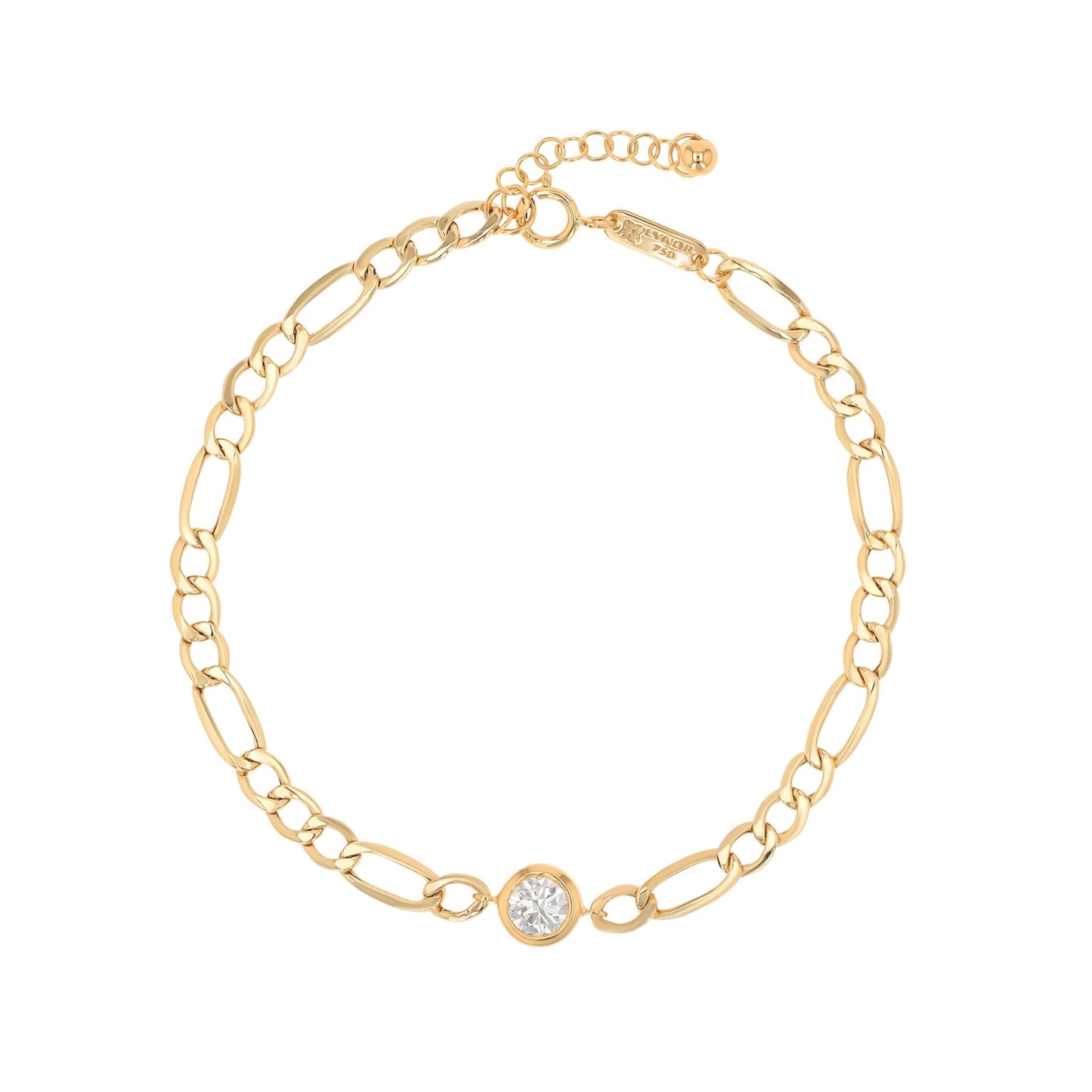 Figaro Bracelet in Lab - Grown Diamond - 18k Gold - Lynor