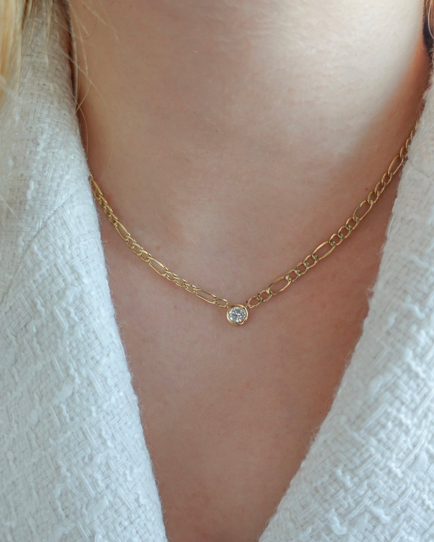 Figaro Necklace in Lab - Grown Diamond - 18k Gold - Lynor