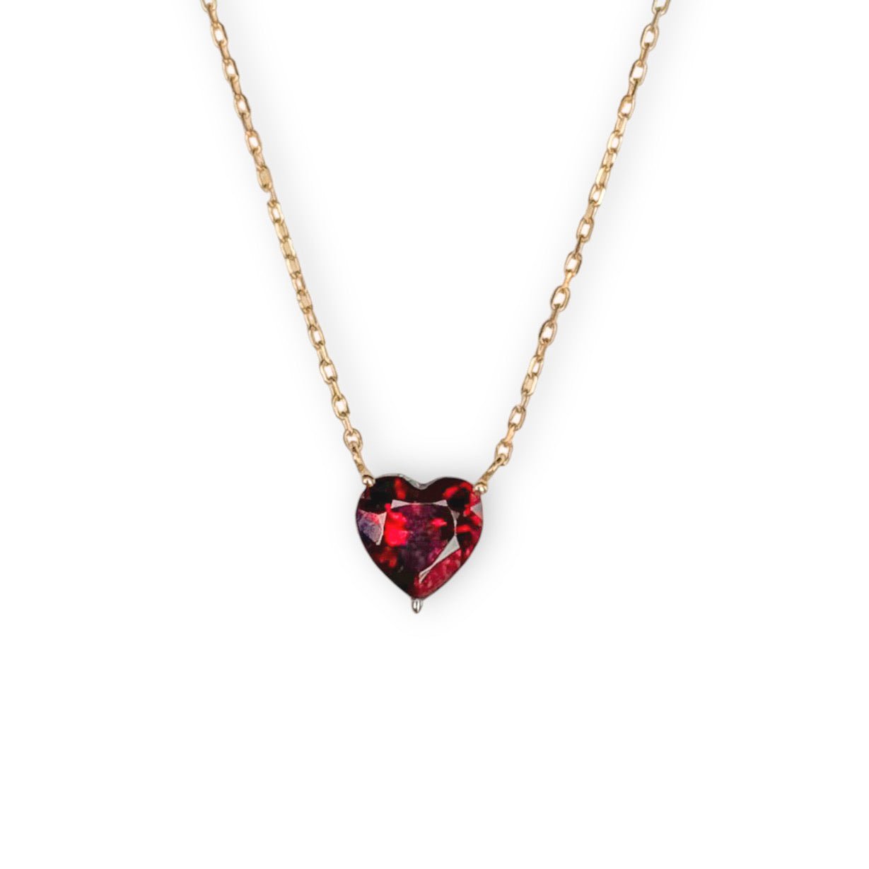 Garnet Coeur Necklace - 18k Gold - Lynor