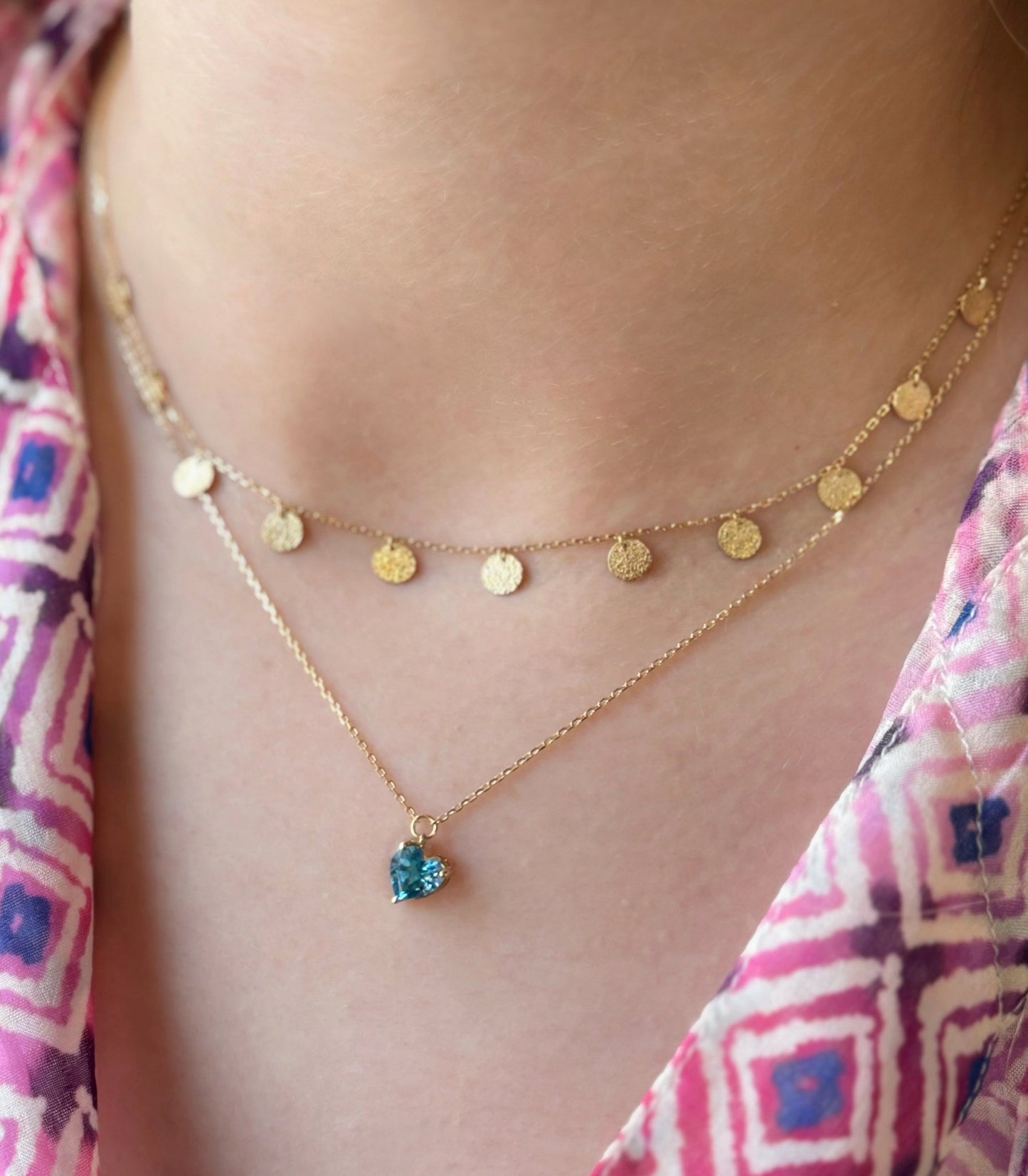 Heart Necklace in Topaz - 18k Gold - Lynor