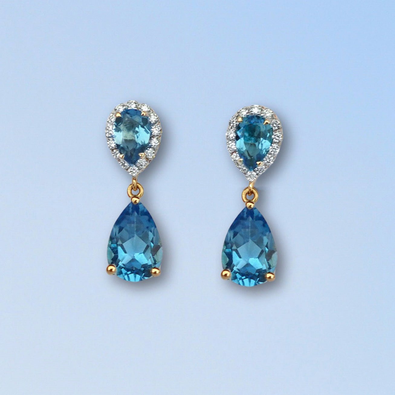 Inez Earrings in Diamond and Topaz - 18k Gold - Lynor