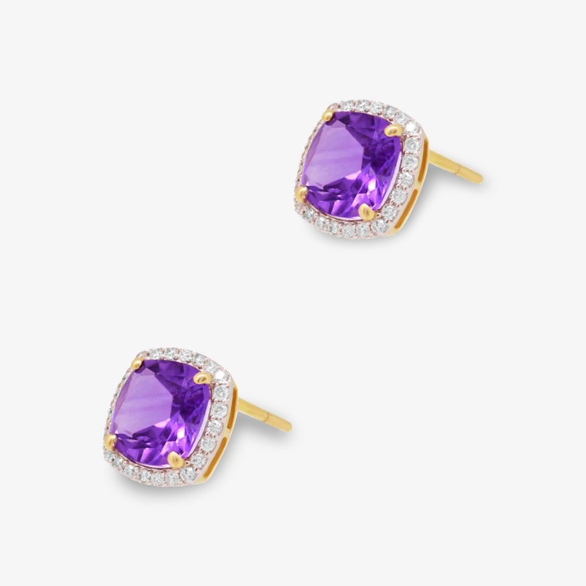 Iris Earrings in Diamond and Amethyst - 18k Gold - Lynor