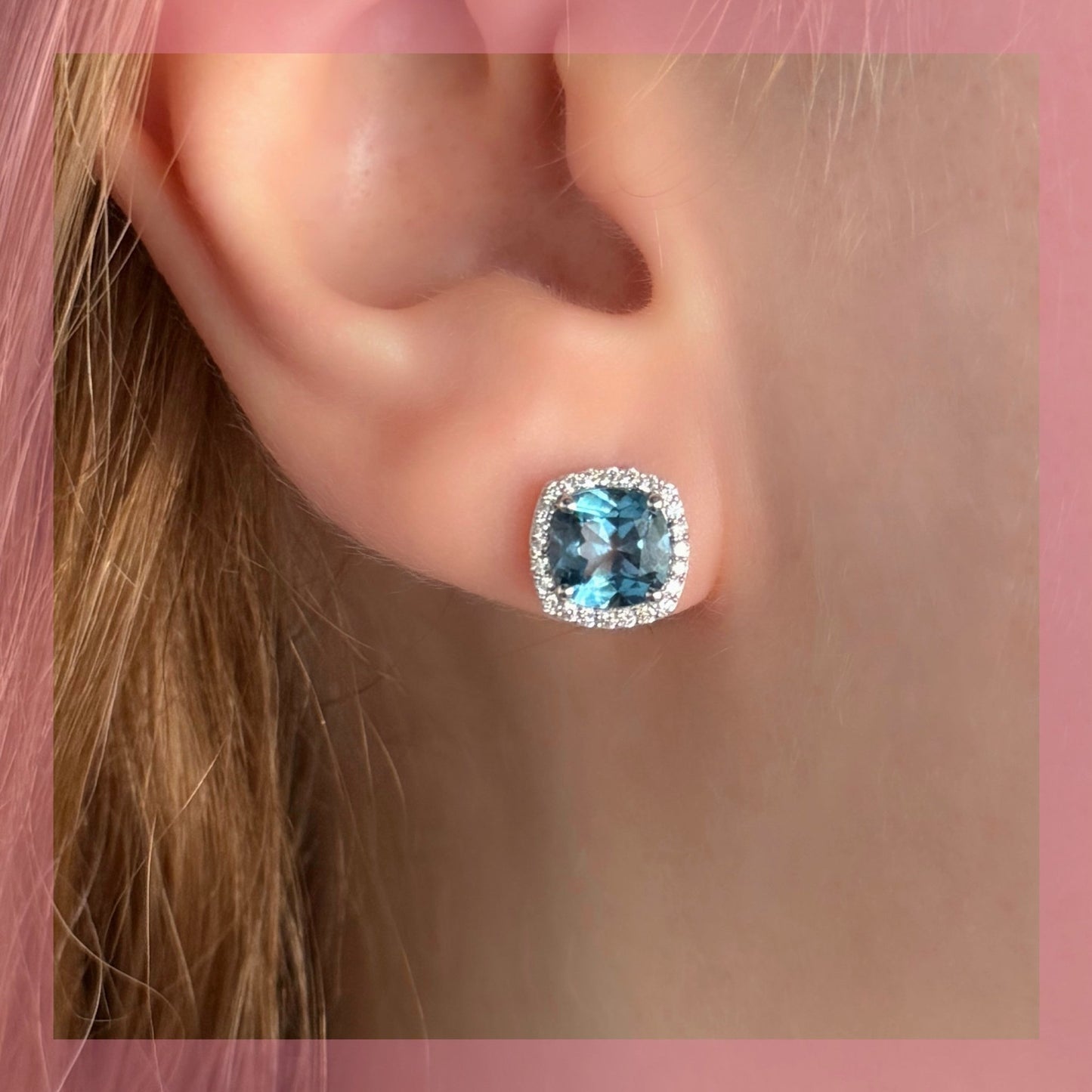 Iris Earrings in Diamond and Topaz - 18k Gold - Lynor