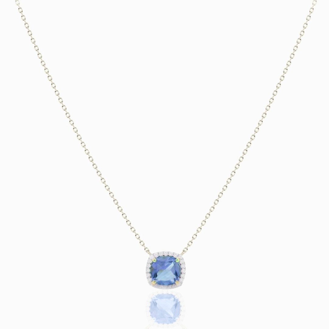 Iris Necklace in Diamond and Topaz - White Gold - 18k Gold - Lynor