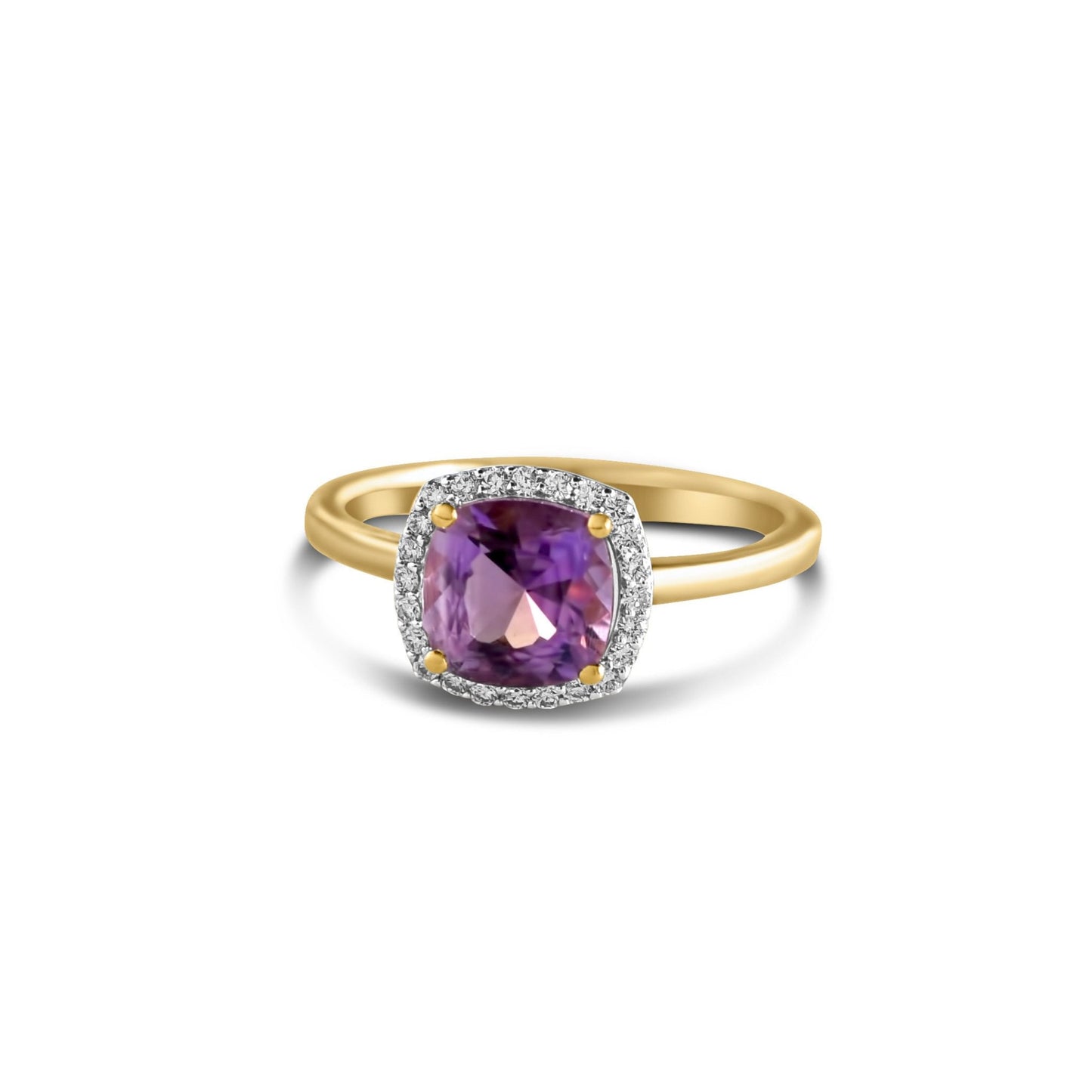 Iris Ring in Diamond and Amethyst - 18k Gold - Lynor