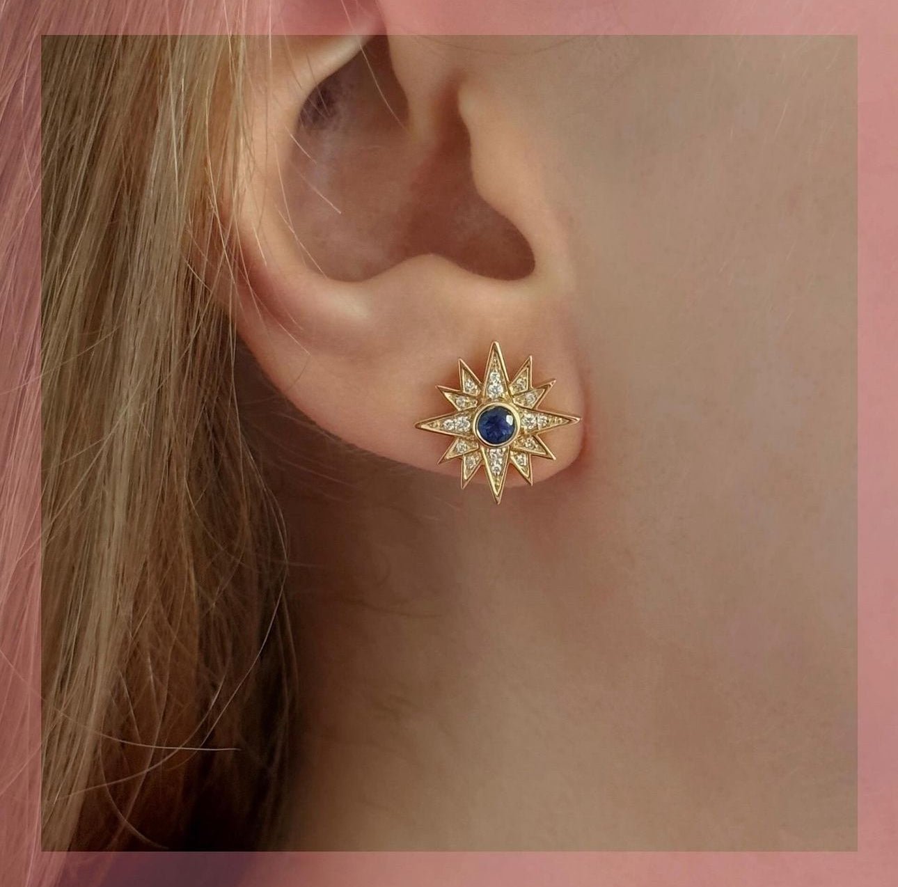 Liora Earrings in Diamond and Sapphire - 18k Gold - Lynor