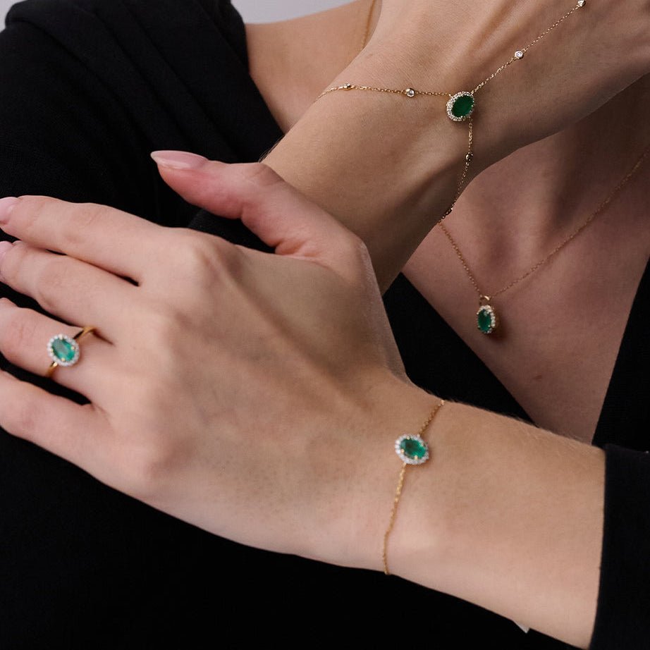 Luana Bracelet in Diamond and Emerald - 18k Gold - Lynor