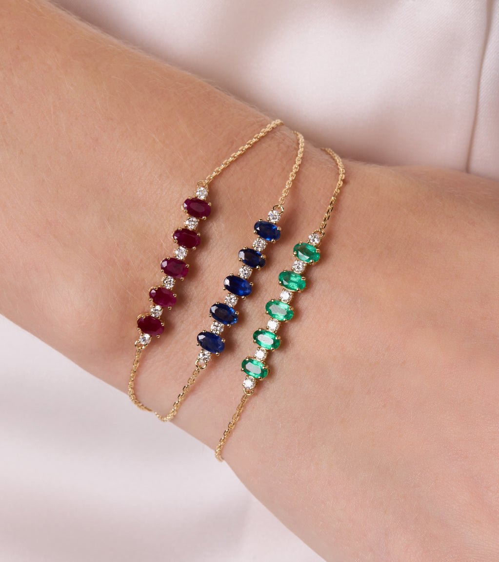 Oval Bracelet in Diamond and Ruby - 18k Gold - Lynor