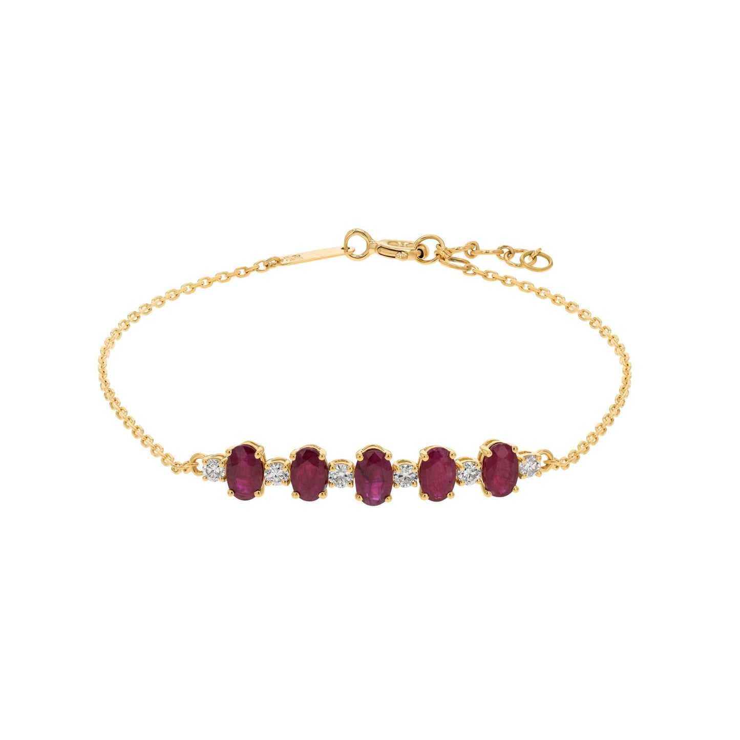 Oval Bracelet in Diamond and Ruby - 18k Gold - Lynor