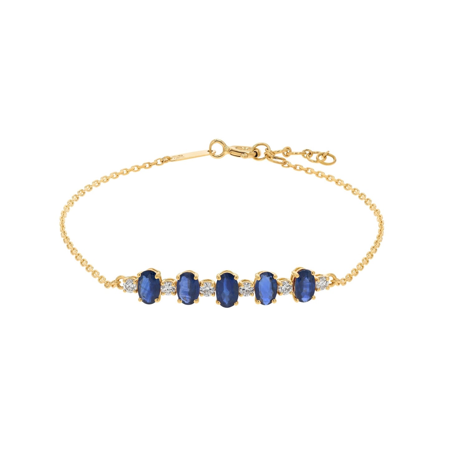 Oval Bracelet in Diamond and Sapphire - 18k Gold - Lynor