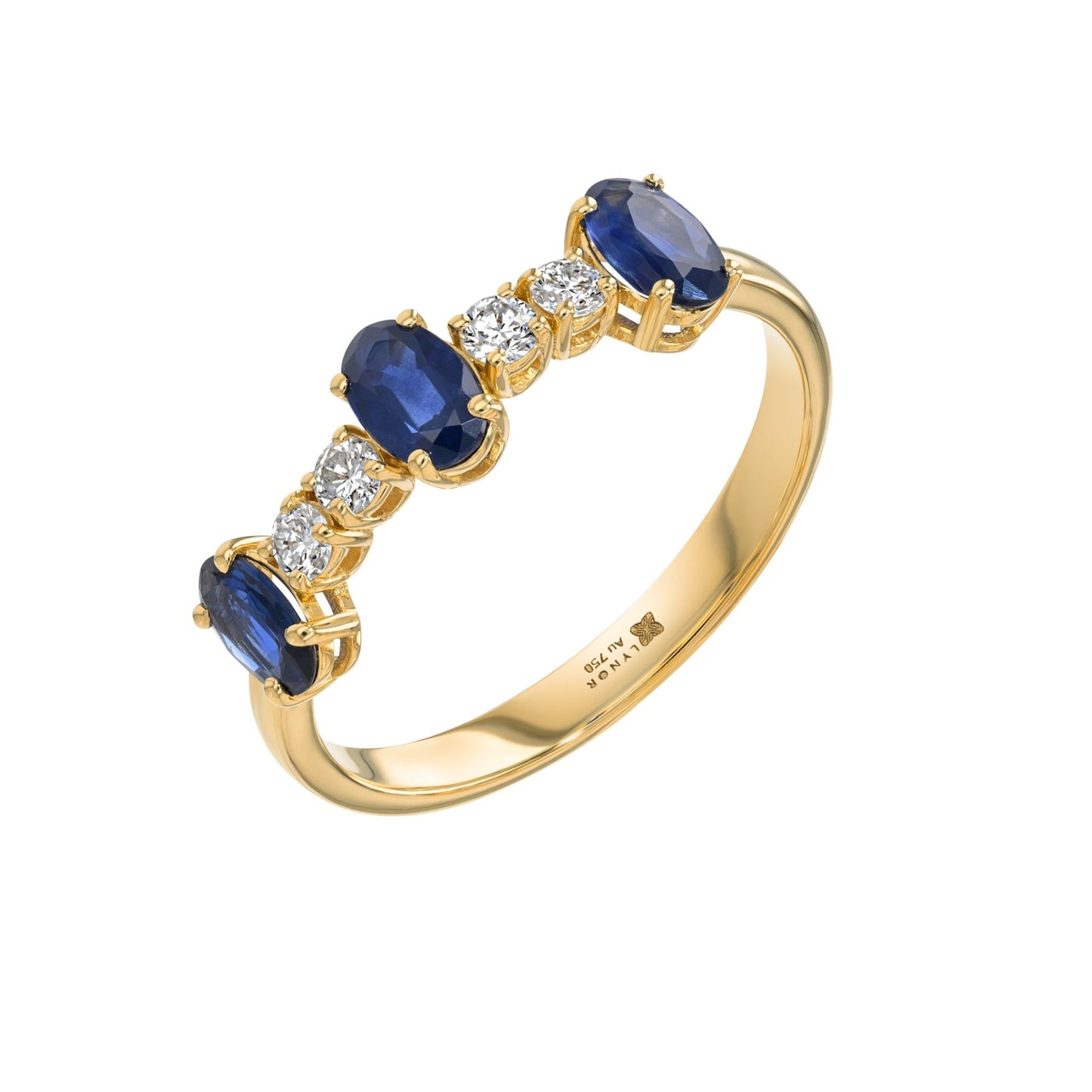 Oval Ring in Diamond and Sapphire - 18k Gold - Lynor