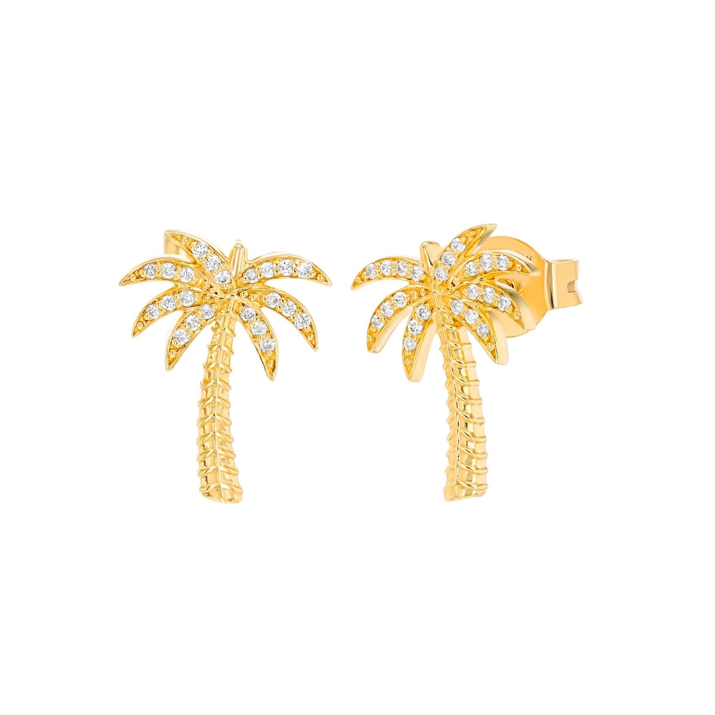 Palm Tree Earrings in Diamond - 18k Gold - Lynor