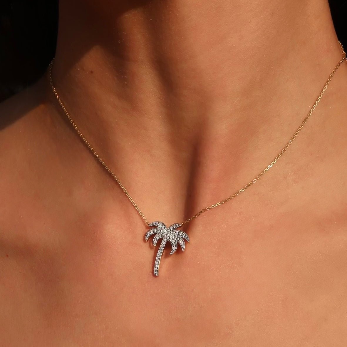 Palm Tree - Nakhla Necklace in Diamond - 18k Gold - Lynor