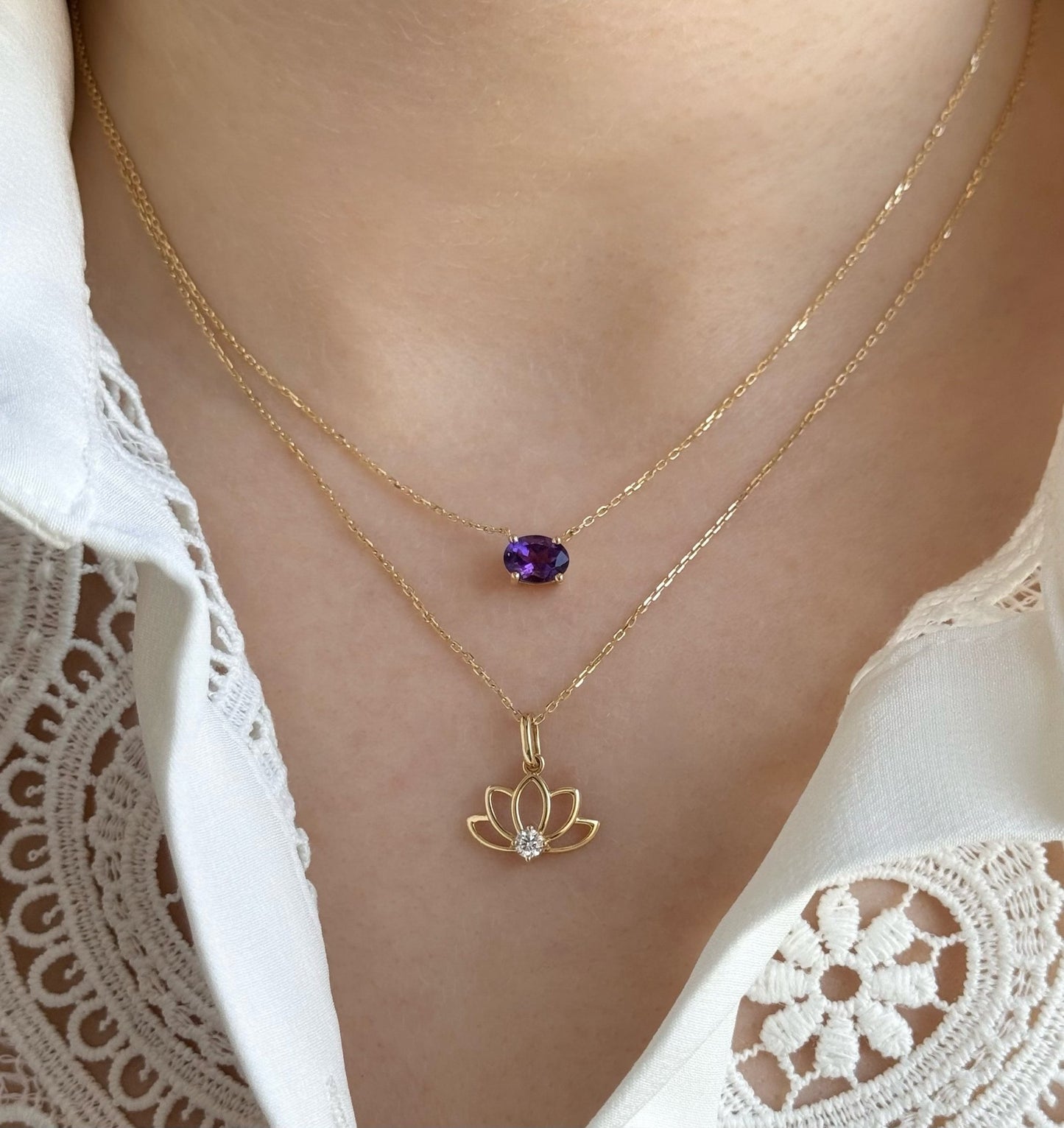 Romy Necklace in Amethyst - 18k Gold - Lynor