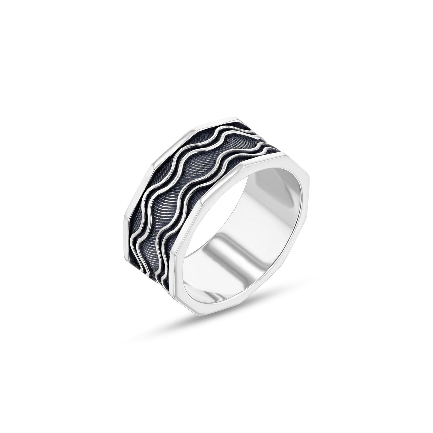 Silver - For Him. The Waves Ring 2 - 18k Gold - Lynor
