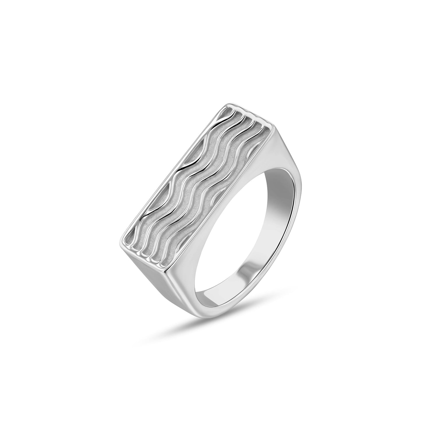 Silver - For Him. The Waves Ring 7 - 18k Gold - Lynor