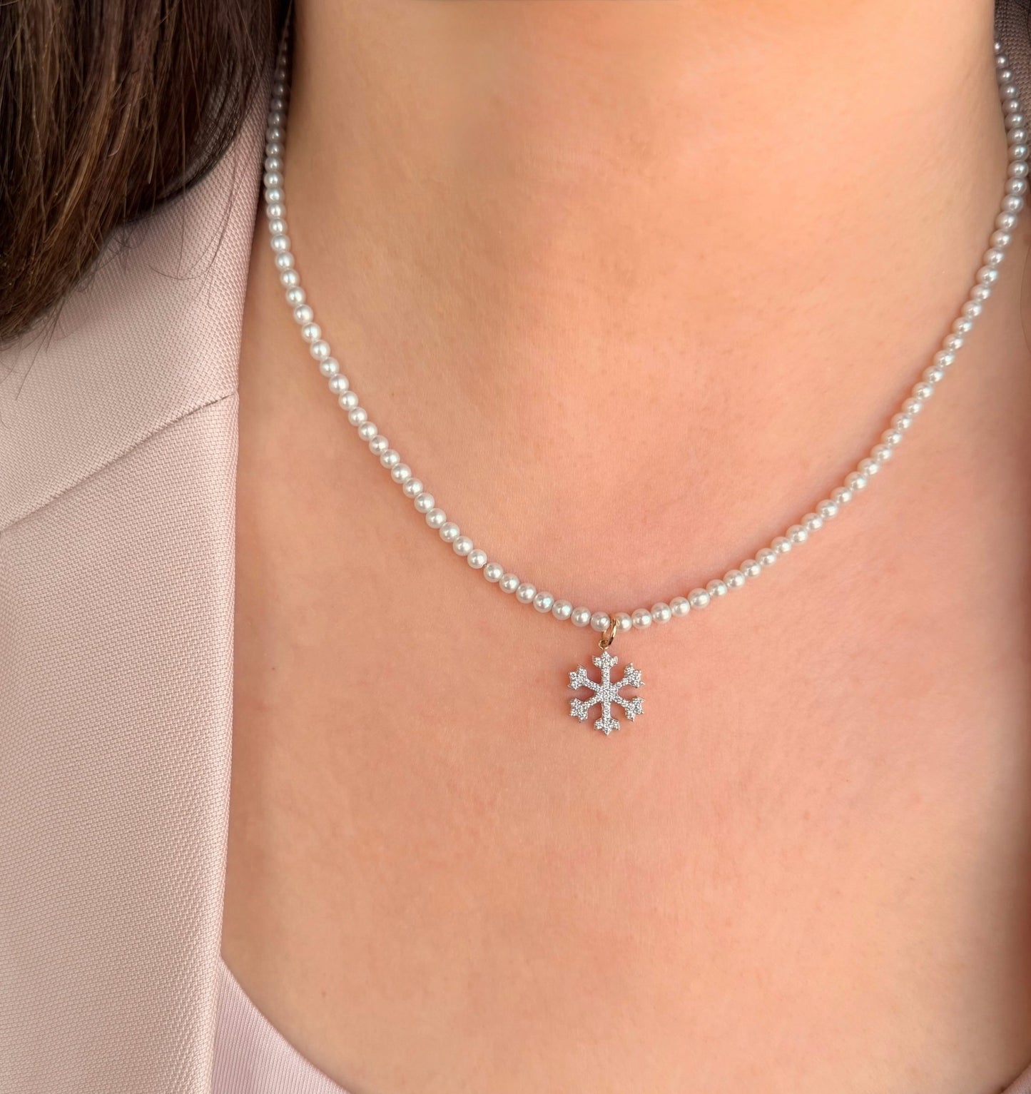 Snowflake Pearl Strand Necklace - 18k Gold - Lynor