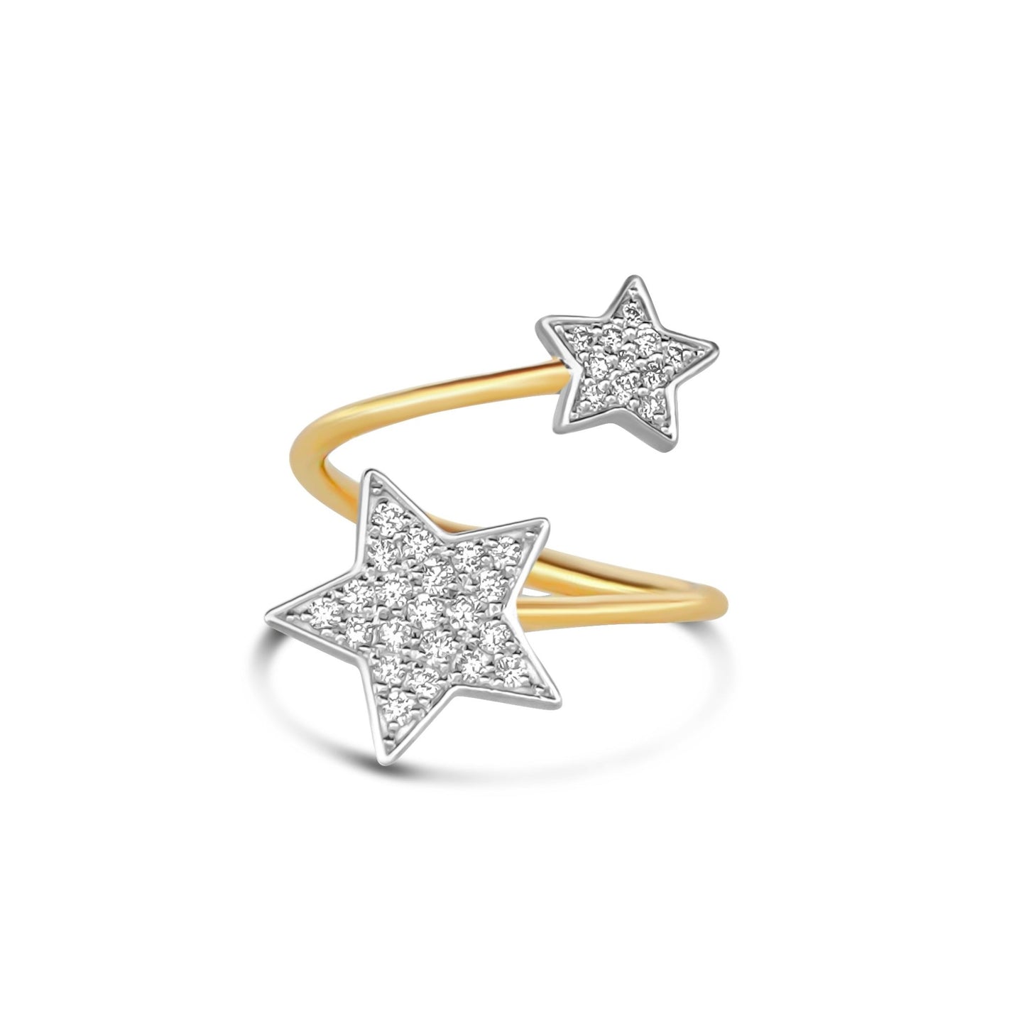 Stars Spiral Ring in Diamond - 18k Gold - Lynor