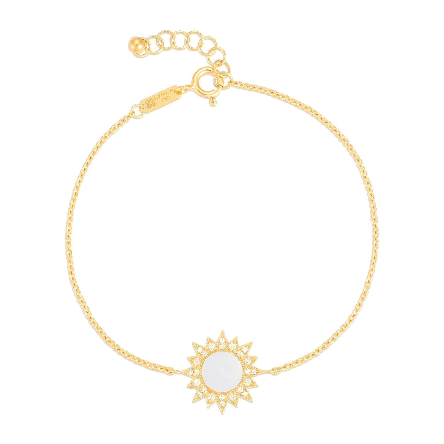 Sunbeam Bracelet in Diamond and Mother of Pearl - 18k Gold - Lynor