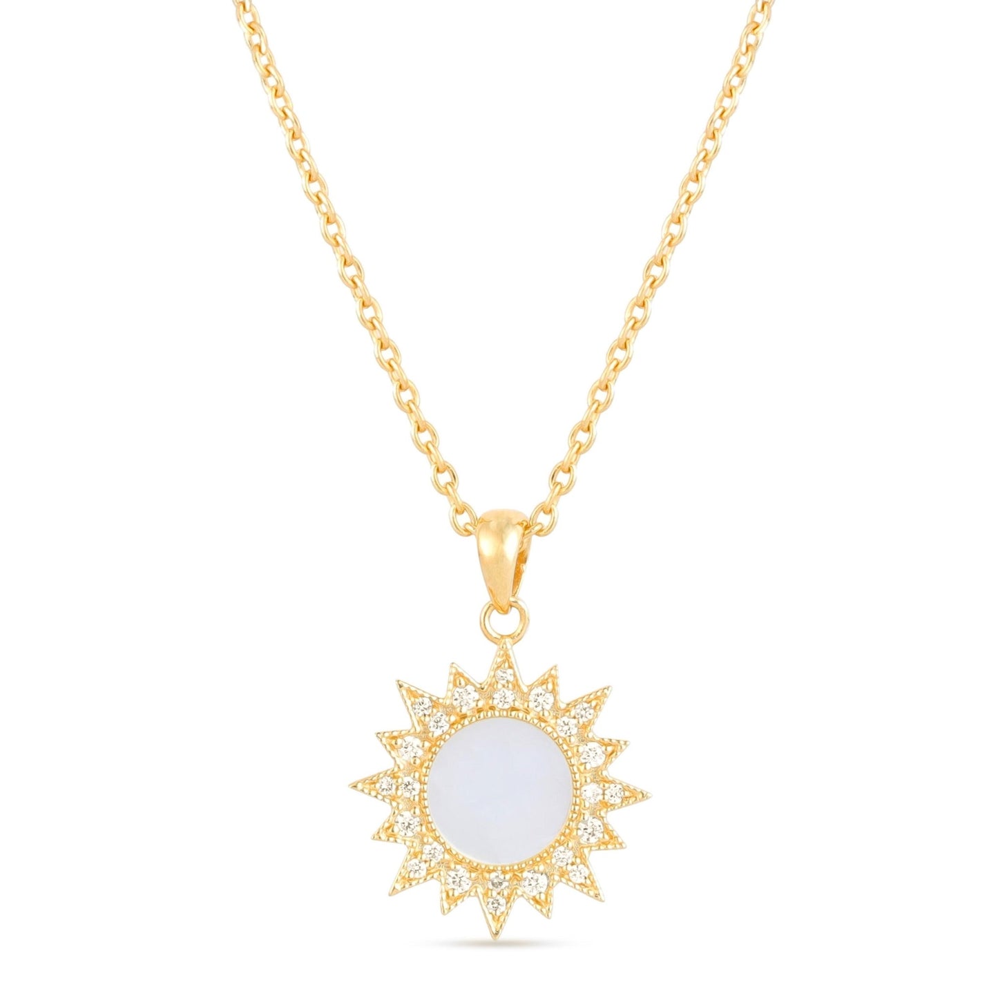 Sunbeam Necklace in Diamond and Mother of Pearl - 18k Gold - Lynor