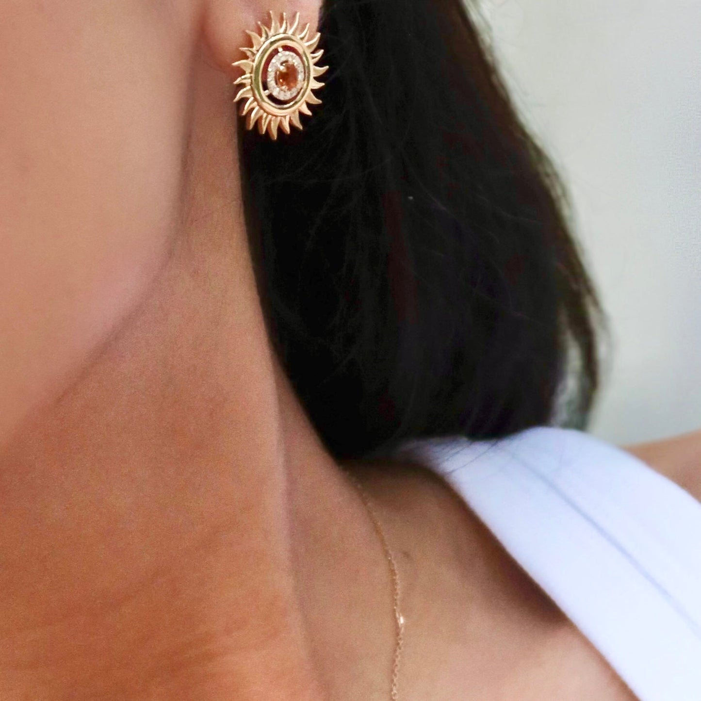 Sunflare Earrings in Diamond and Citrine - 18k Gold - Lynor