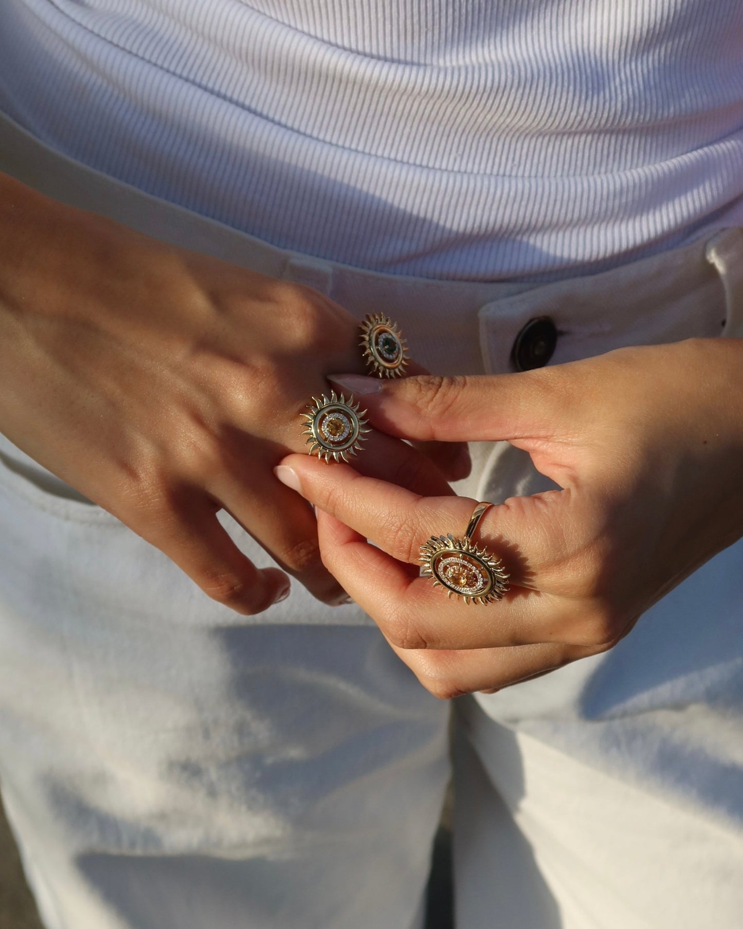 Sunflare Ring in Diamond and Citrine - 18k Gold - Lynor