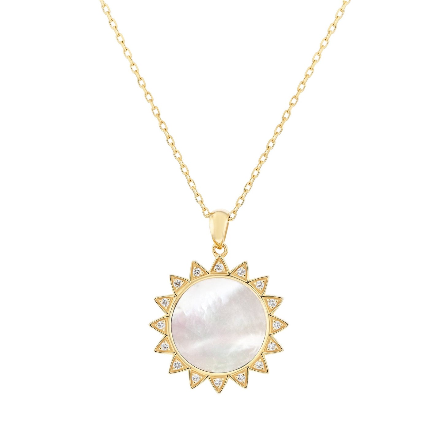 Sunshine Necklace in Mother of Pearl and Diamond - 18k Gold - Lynor
