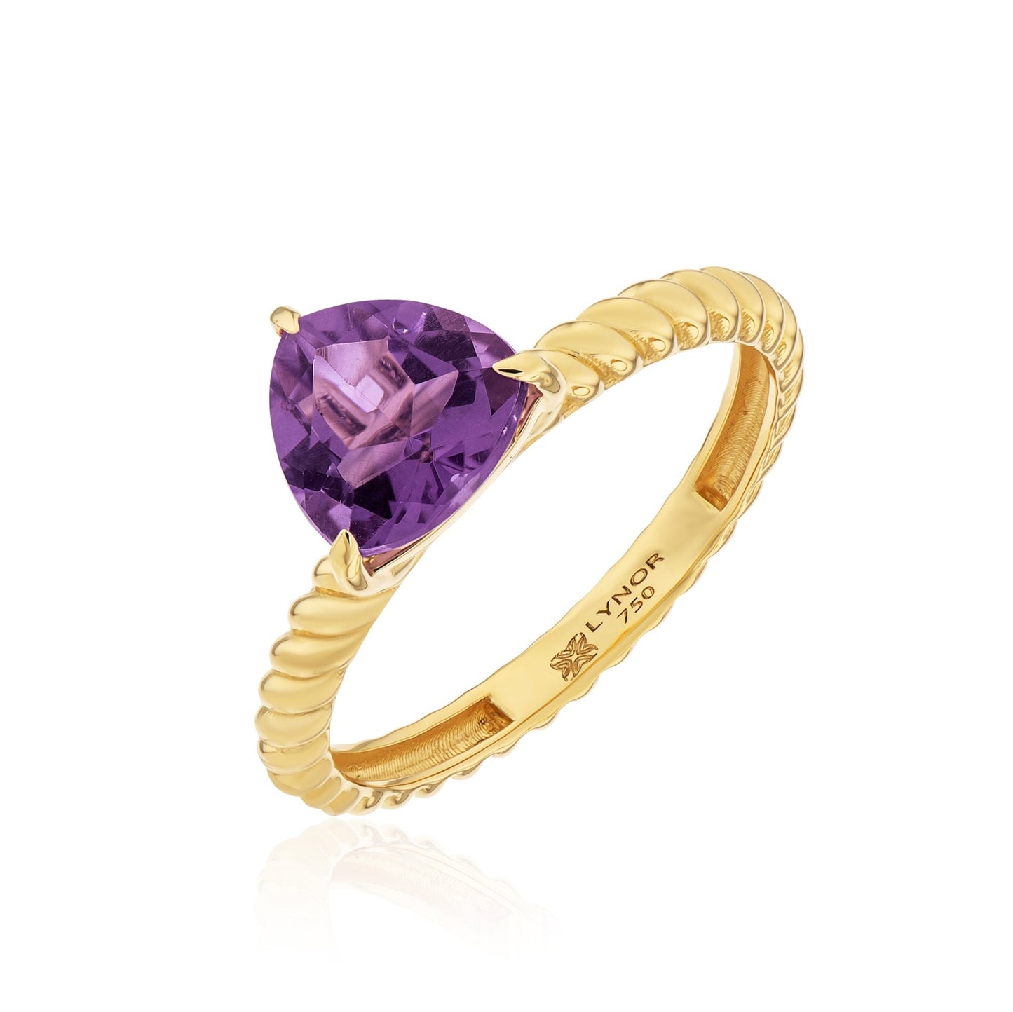 Trilliant Twist Ring in Amethyst - 18k Gold - Lynor