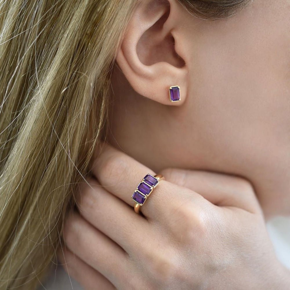 Amy Earrings in Amethyst - 18k Gold - Ly
