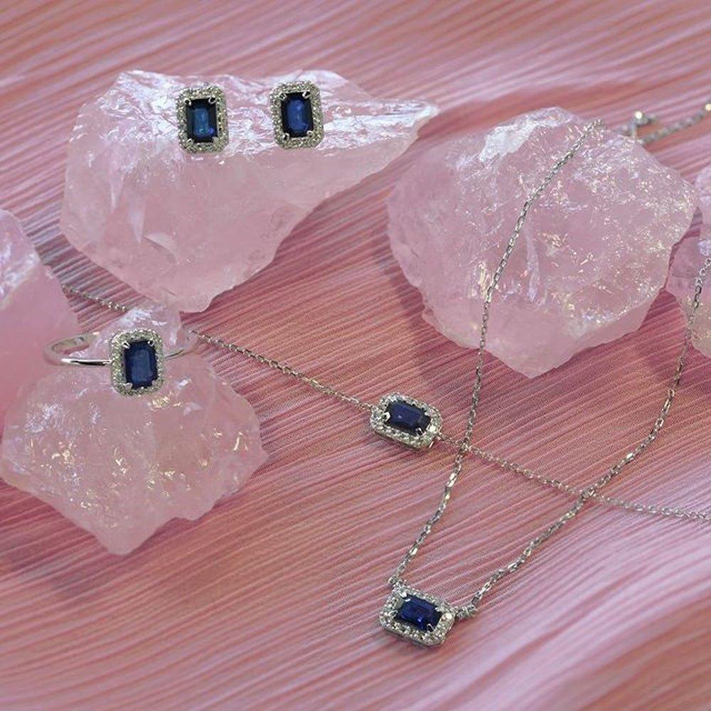 Annie Necklace in Sapphire and Diamond - 18k Gold - Lynor